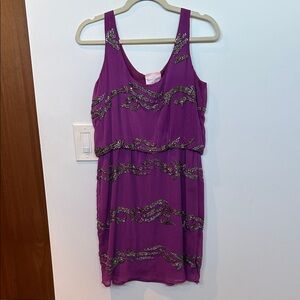 Romeo & Juliet Couture Magenta Dress with Silver/Black Detailing- small